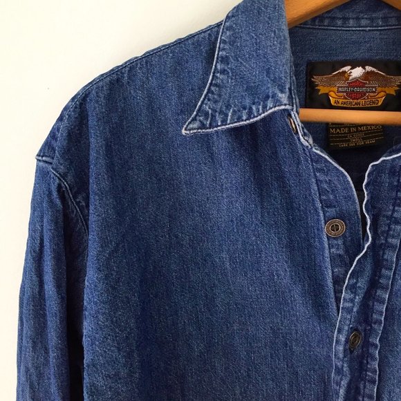 Harley Davidson Denim Button Down Shirt - Picture 2 of 6